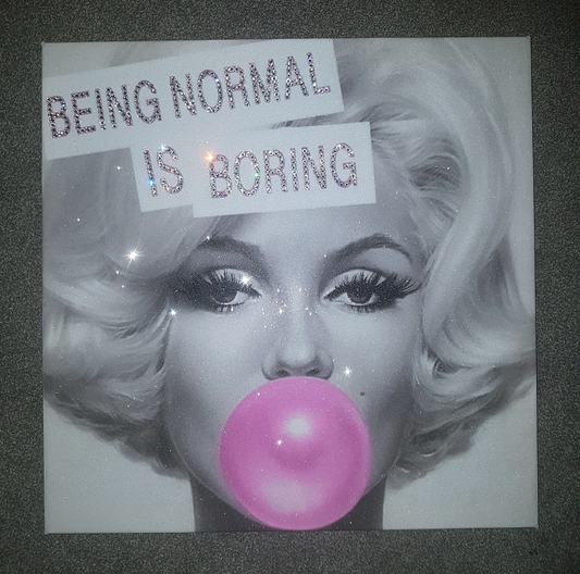 Marilyn Monroe "Being Normal Is Boring" Bubblegum Diamond Dust Canvas