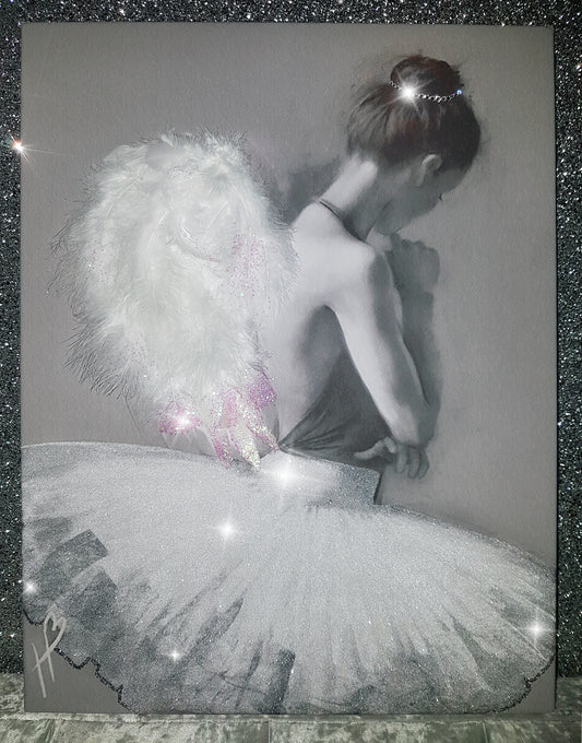 Heavenly Angel Ballerina Glitter Canvas