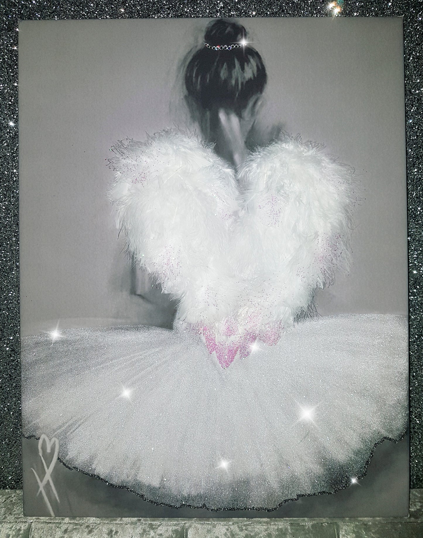 Heavenly Angel Ballerina Glitter Canvas