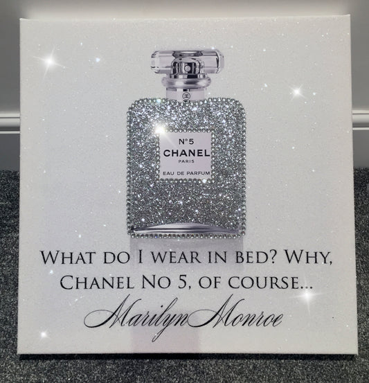 "What Do I Wear In Bed?" Perfume bottle Glitter Canvas
